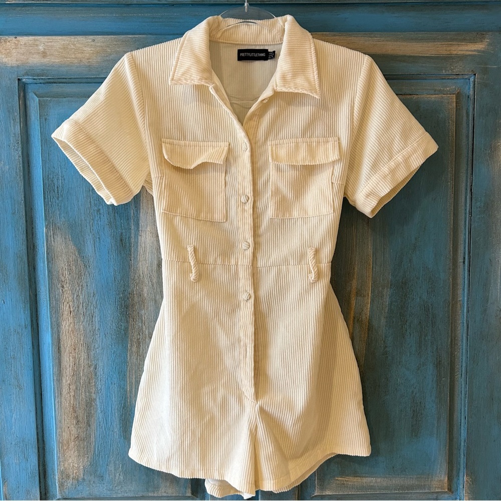 Cream Cord Pocket Detail Boiler Romper